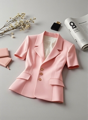 Áo vest cổ K tay cộc hai ly thân trước