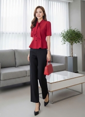 Áo sơ mi tay bồng nơ cổ