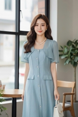 Sét áo khoác croptop tay bồng & Váy hai dây