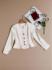 Áo sơ mi không cổ , phối cúc