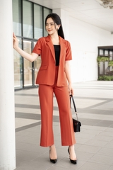 Áo Blazer một lớp cổ K, tay cộc