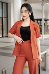 Áo Blazer một lớp cổ K, tay cộc