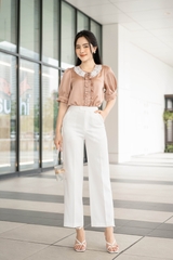 Áo cổ thắt nơ, lá cổ ren bèo nẹp
