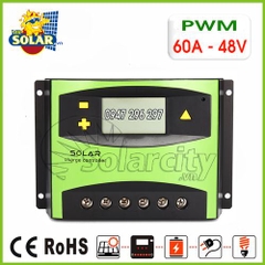 Điều khiển sạc pin mặt trời PWM 60A/48V LCD + hiển thị Ampe