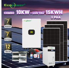 Hệ thống điện mặt trời hòa lưới 3 pha 10KW có lưu trữ 15KWH tự lắp