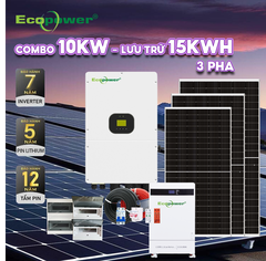 Hệ thống điện mặt trời hòa lưới 3 pha 10KW có lưu trữ 15KWH tự lắp
