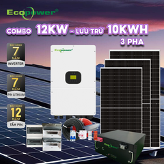 Hệ thống điện mặt trời hòa lưới 3 pha 12KW có lưu trữ 10KWH tự lắp