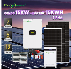 Hệ thống điện mặt trời hòa lưới 3 pha 15KW có lưu trữ 15KWH tự lắp