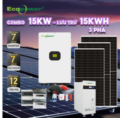 Hệ thống điện mặt trời hòa lưới 3 pha 15KW có lưu trữ 15KWH tự lắp