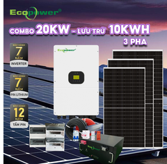Hệ thống điện mặt trời hòa lưới 3 pha 20KW có lưu trữ 10KWH tự lắp