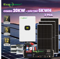 Hệ thống điện mặt trời hòa lưới 3 pha 20KW có lưu trữ 5KWH tự lắp