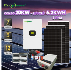 Hệ thống điện mặt trời hòa lưới 3 pha 20KW có lưu trữ 6.2KWH tự lắp