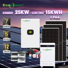 Hệ thống điện mặt trời hòa lưới 3 pha 25KW có lưu trữ 15KWH tự lắp