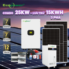 Hệ thống điện mặt trời hòa lưới 3 pha 25KW có lưu trữ 15KWH tự lắp