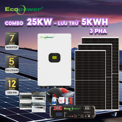 Hệ thống điện mặt trời hòa lưới 3 pha 25KW có lưu trữ 5KWH tự lắp