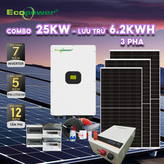 Hệ thống điện mặt trời hòa lưới 3 pha 25KW có lưu trữ 6.2KWH tự lắp