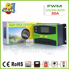 Điều khiển sạc pin mặt trời PWM 30A LCD + hiển thị Ampe