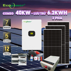 Hệ thống điện mặt trời hòa lưới 3 pha 40KW có lưu trữ 6.2KWH tự lắp