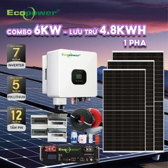 Hệ thống  điện năng lượng mặt trời hoà lưới 6KWP - lưu trữ 4.8KWH