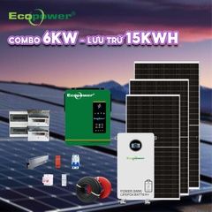 Hệ thống điện năng lượng mặt trời hoà lưới 6KWP - lưu trữ 15KWH