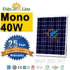 Tấm pin mặt trời Mono 40W WorldEnergy
