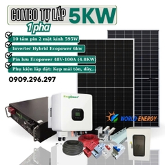 COMBO TỰ LẮP HỆ HOÀ LƯỚI LƯU TRỮ (HYBRID) 5KW (Combo 01)