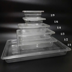Khay GN 1/3, 1/4, 1/6, 1/9 nhựa PC (Polycarbonate): 65mm/ 100mm/ 150mm/ 200mm