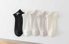 Tất Số 84-K Ngắn Hoạ Tiết Nơ Ngọc Trai