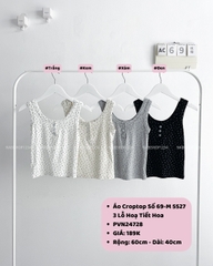(SC99K) Áo Croptop Số 69-M 5527 3 Lỗ Hoạ Tiết Hoa 60/40