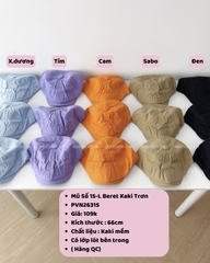(S19K) Mũ Số 15-L Beret Kaki Trơn