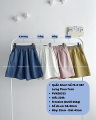 Quần Short Số 73-D 387 Lưng Thun Trơn