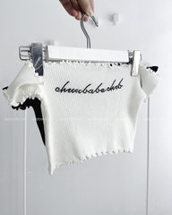 (S20%) Áo Croptop Số 130-C Trễ Vai Lai Bèo