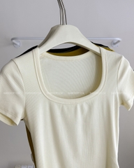 (S50%) Áo Thun Số 12-B 3738 Thun Gân Cổ Vuông