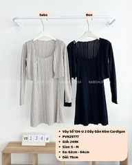(S50%) Váy Số 134-U 2 Dây Gân Kèm Cardigan