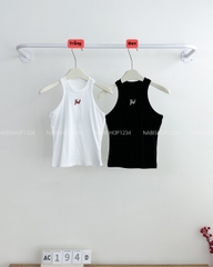 Áo Croptop Số 194-D 3353 Ba Lỗ Thêu Chữ