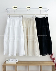 Chân Váy Số 202-D 1207 Dài Nhung 3 Tầng