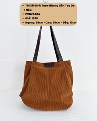 Túi Số 68-R Tote Nhung Gân Tag Da