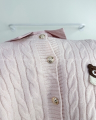 Áo Sơ Mi Số 197-D Set Kèm Cardigan Gấu