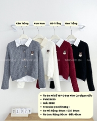 Áo Sơ Mi Số 197-D Set Kèm Cardigan Gấu