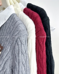 Áo Sơ Mi Số 197-D Set Kèm Cardigan Gấu