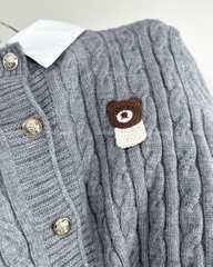 Áo Sơ Mi Số 197-D Set Kèm Cardigan Gấu