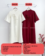 Áo Dài Số 11-C Chéo Xẻ Tà 3 Nơ + Cài