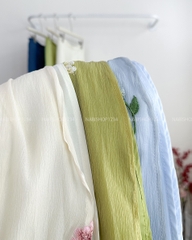 Áo Dài Số 13-C Tơ Hoa Thêu Tà Phối