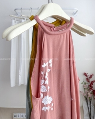 Áo Dài Số 14-C Yếm Đũi Hàn In Hoa