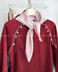 Áo Dài Số 15-C Lụa Phối Cúc Kèm Khăn