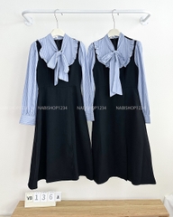 Váy Số 136-A Dài Cổ Sọc Nơ
