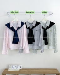 Áo Sơ Mi Số 222-B 5540 Sọc Nơ Kèm Khăn