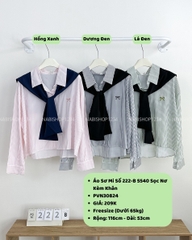 Áo Sơ Mi Số 222-B 5540 Sọc Nơ Kèm Khăn
