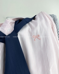 Áo Sơ Mi Số 222-B 5540 Sọc Nơ Kèm Khăn