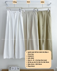 Quần Kaki Số 92-D 861 OS Xếp Li Chun Sau
